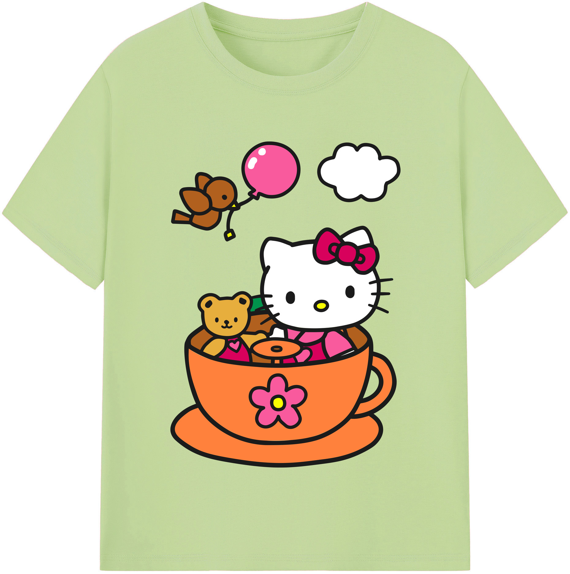 （画像用） Hello Kitty ハローキティ 綿100％半袖Tシャツ（フロントプリント）